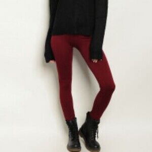 Wine Fleece Leggings One Size